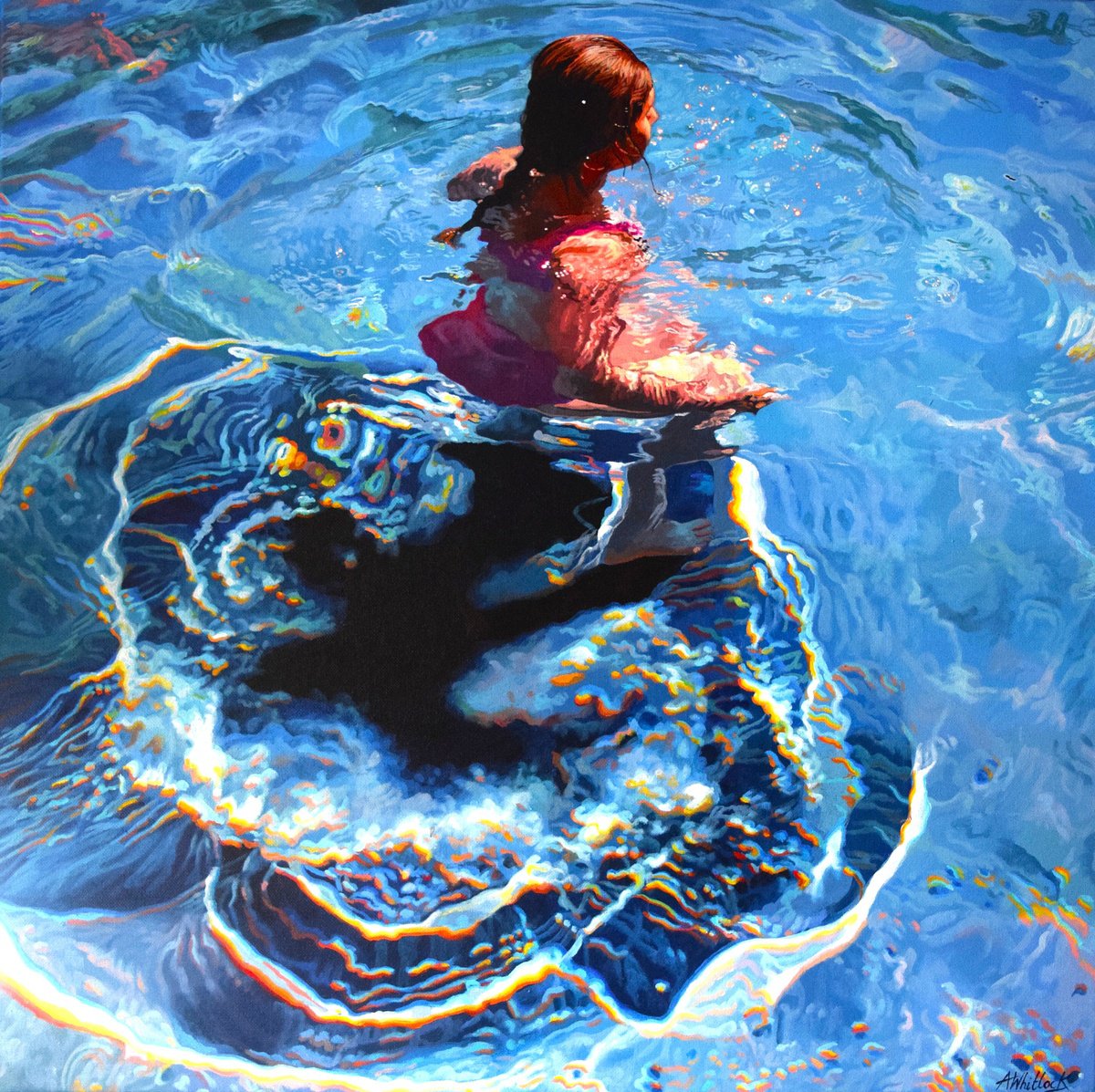 Photorealistic Portrait Acrylic Painting By Abi Whitlock, 24 X 24, Whirlpool, Original Artwork