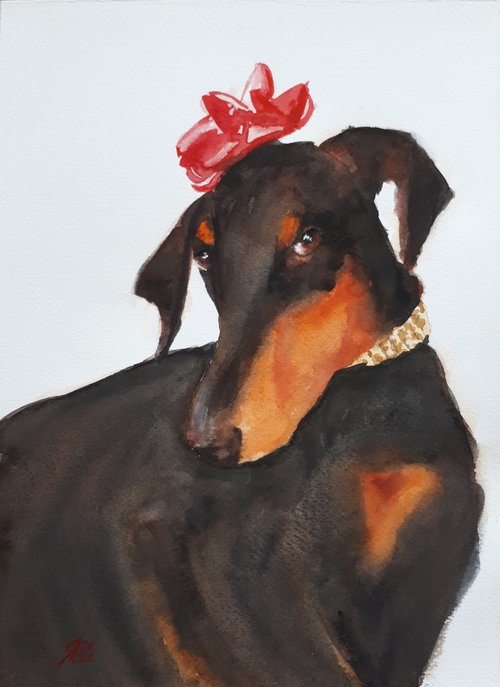 I am charm... 13x9.5''  / FROM THE ANIMAL PORTRAITS SERIES / ORIGINAL PAINTING by Salana Art Gallery