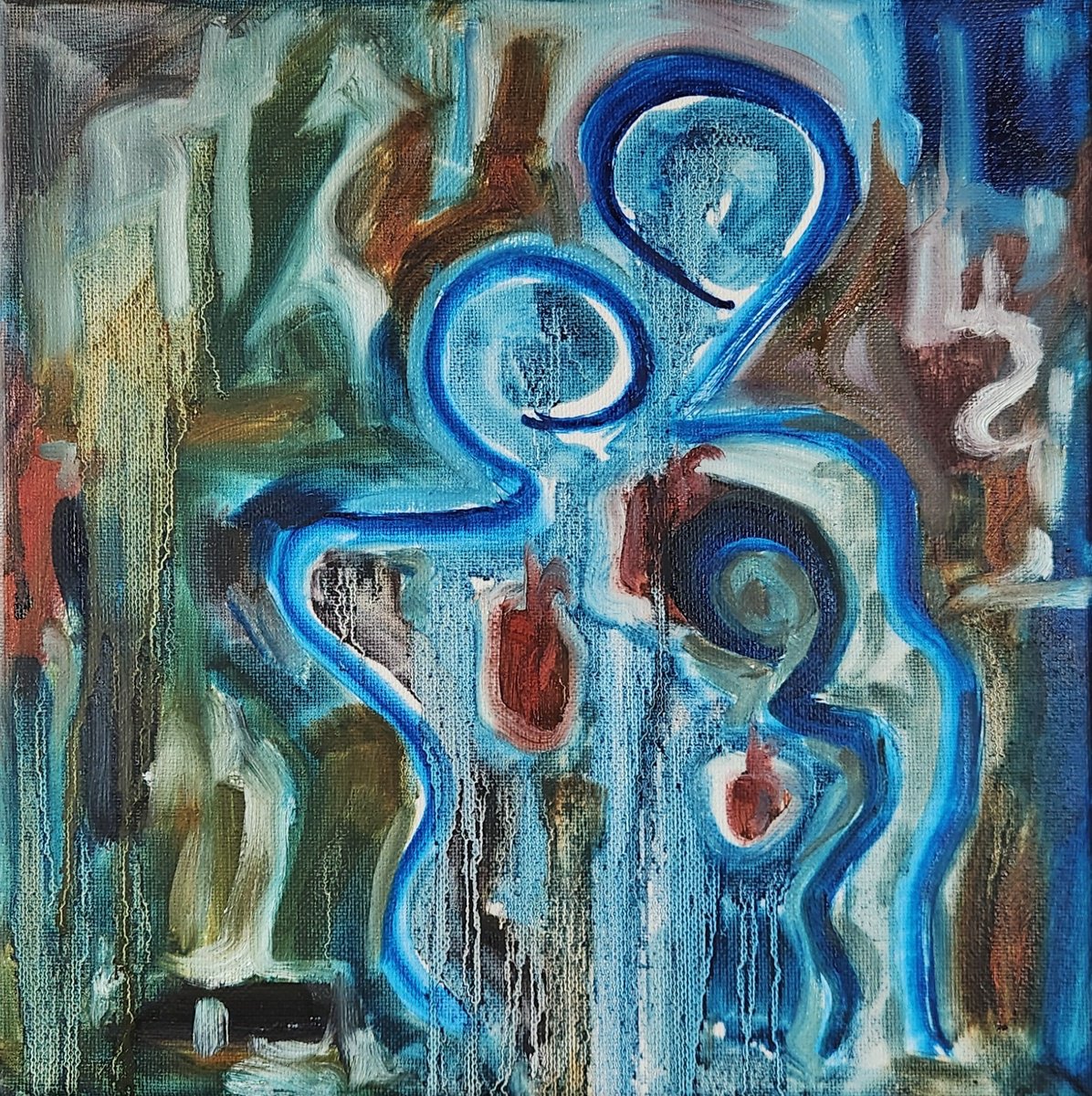 Organic Abstract Oil Painting By Katrina Case, 10 X 10", The Shape Beneath, Original Artwork