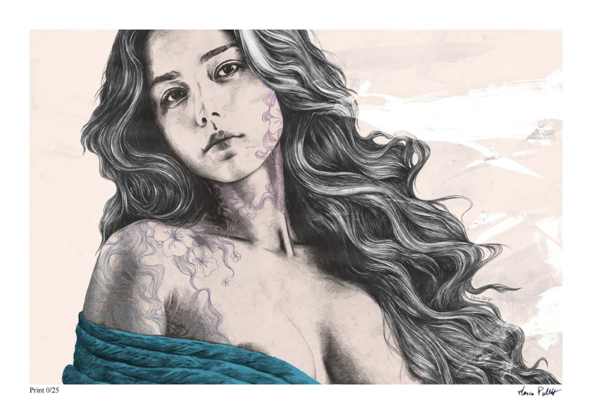 Expressive Portrait Print By Marco Paludet, 20 X 14", Summer That Never Was - Pop, Original Artwork