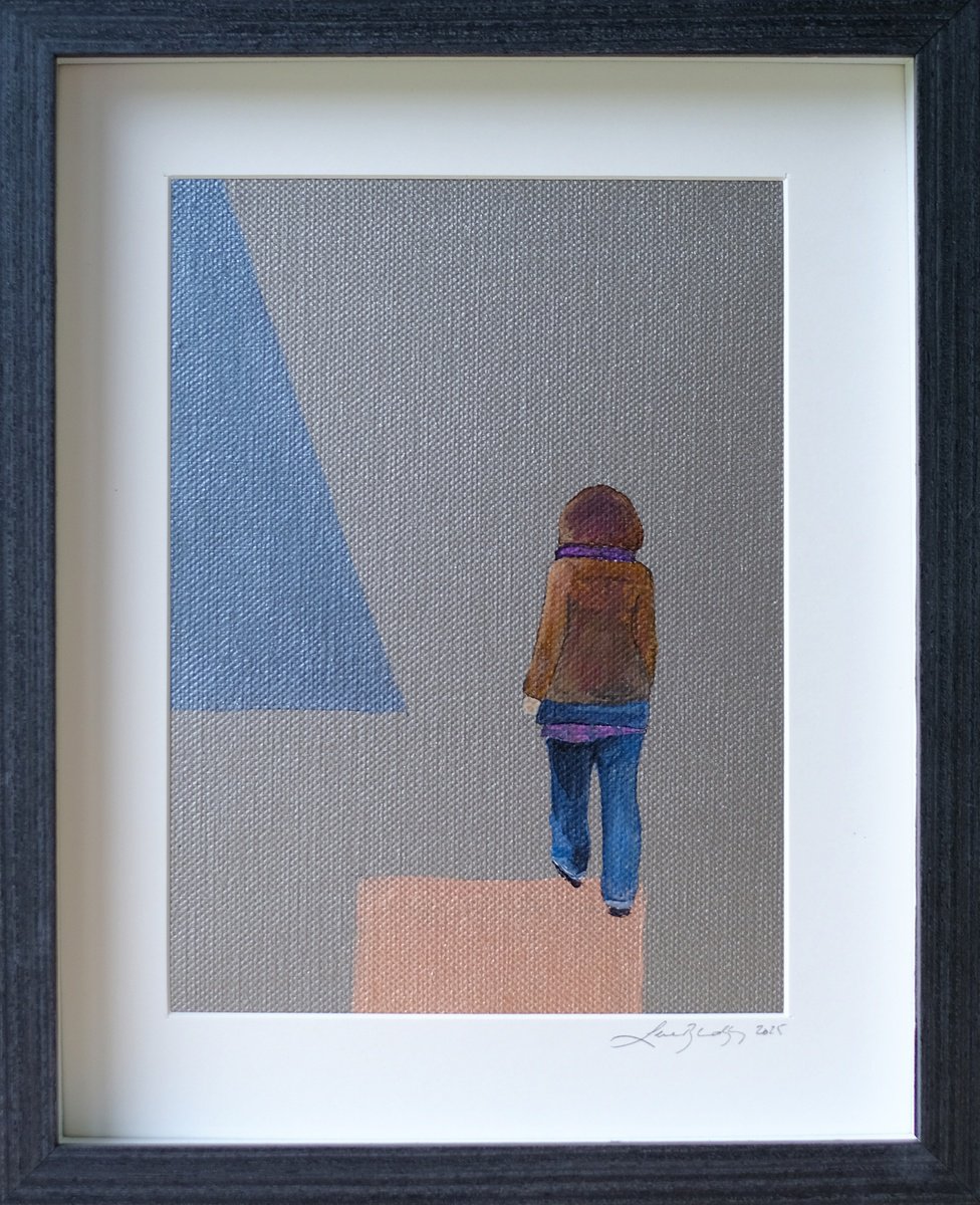 Portrait Acrylic Painting By Lene Bladbjerg, 9 X 11", Autumnwalk, Original Artwork