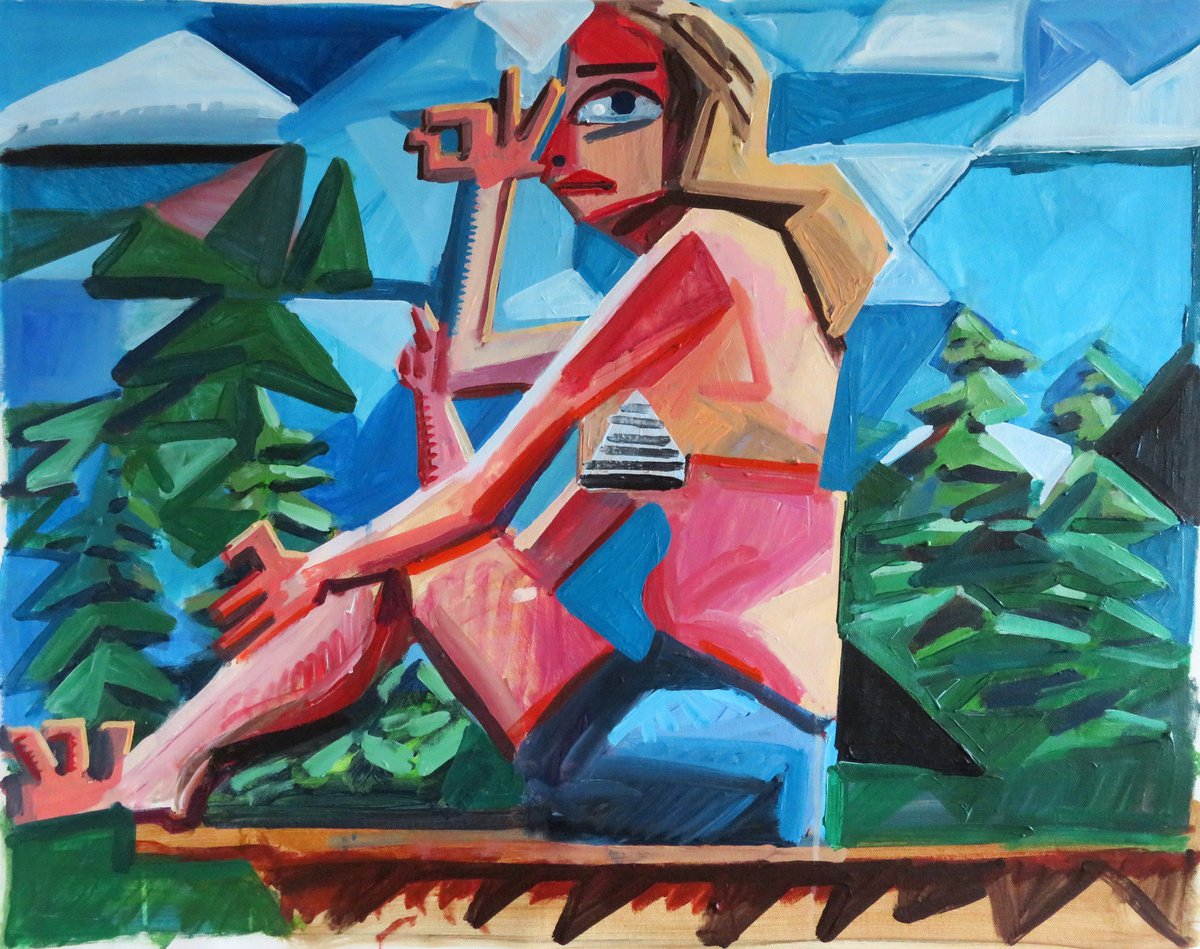woman on floating dock by Stephen Abela
