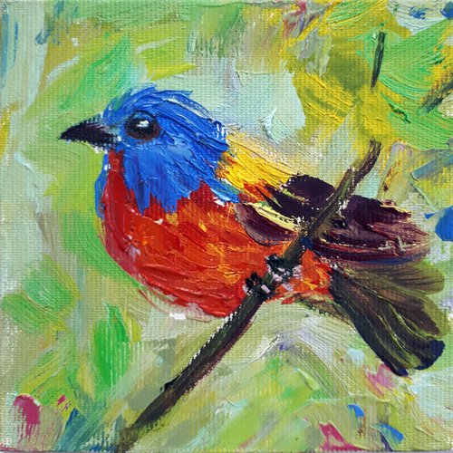 BIRD #8 / FROM MY A SERIES OF MINI WORKS BIRDS / ORIGINAL PAINTING by Salana Art Gallery