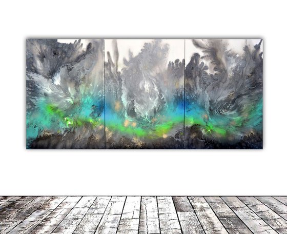 Astral Love 6 - 150x70x2 cm - Big Painting XXL - Large Abstract, Supersized Painting - Ready to Hang, Hotel Wall Decor