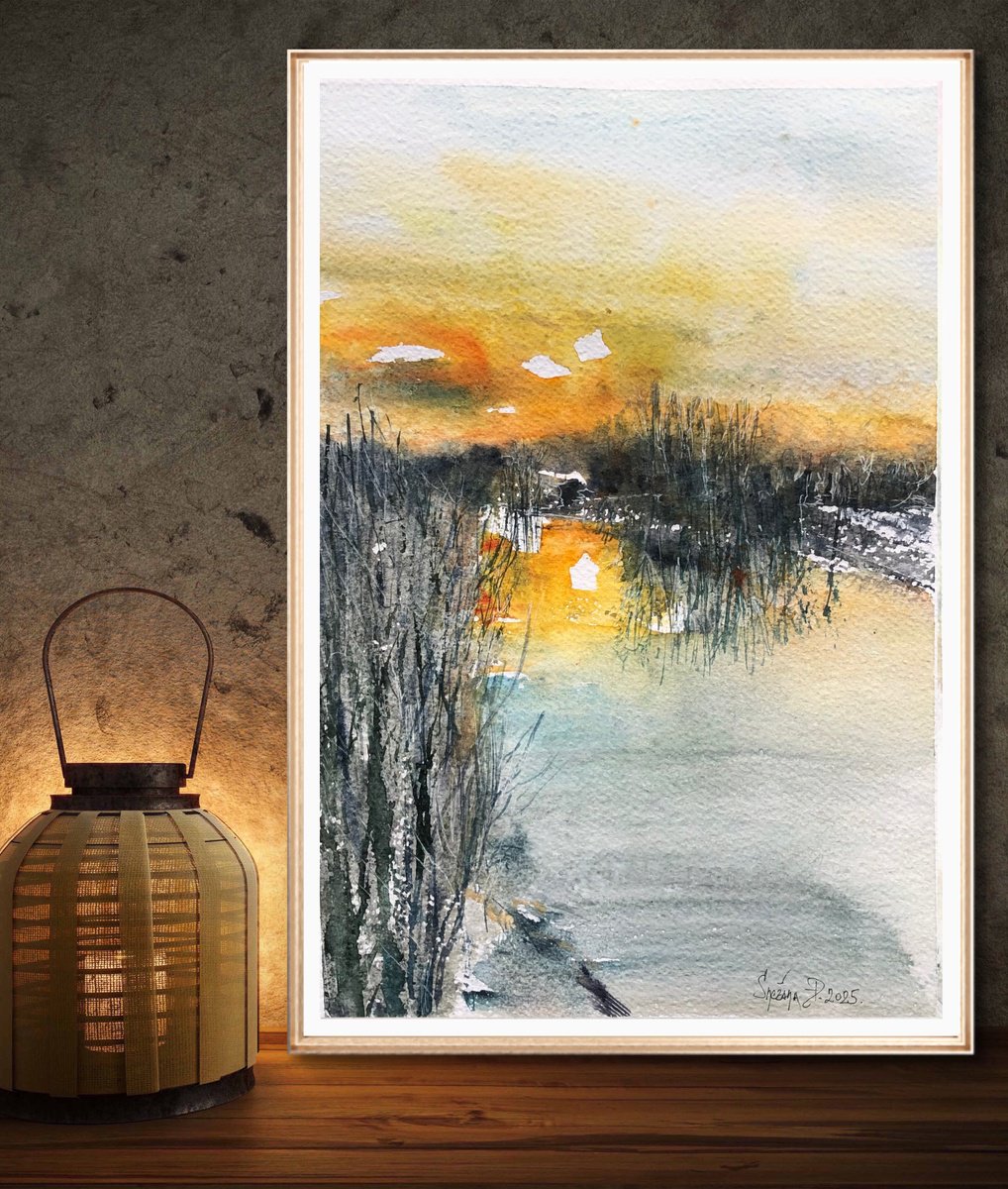 Impressionistic Landscape Watercolour By Snezana Djordjevic, 10 X 14", Silence, Original Artwork