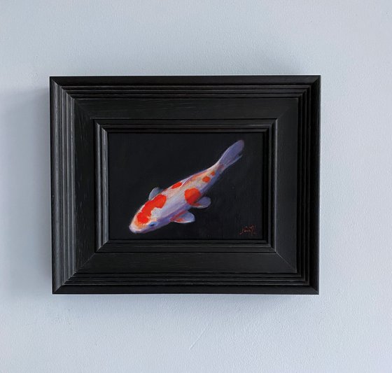 Original oil painting Koi Carp Fish Minimalist Contemporary Artwork