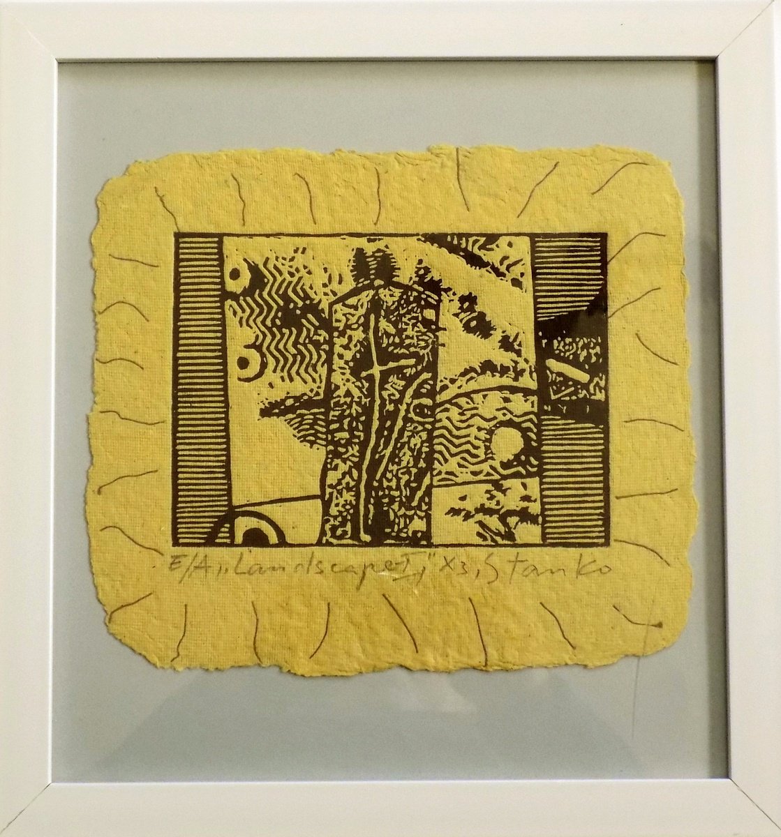 Abstract Linocut , Landscape-I By Stanislav Bojankov, 11 X 10, Artwork For Sale On Artfinder