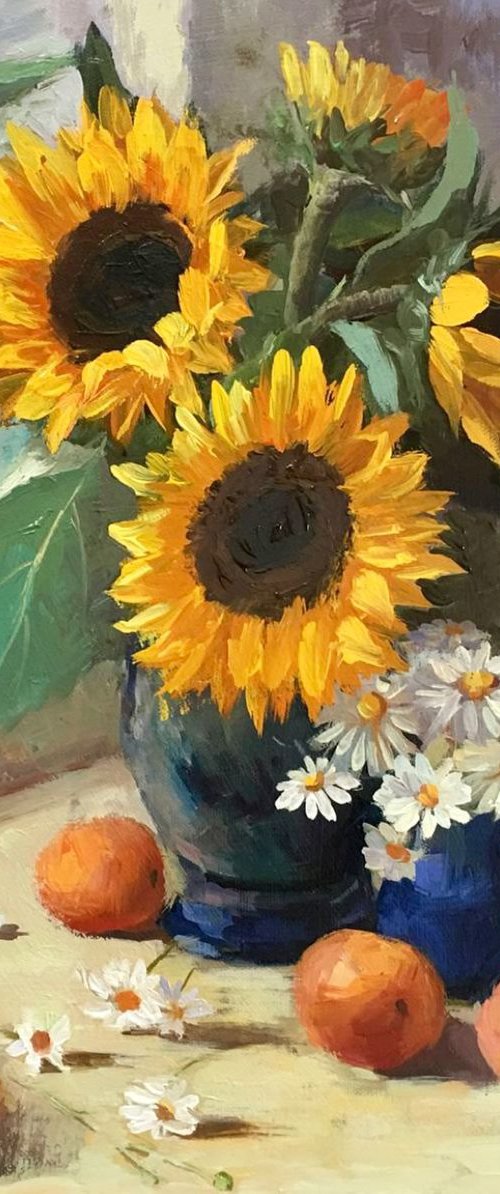 Still Life with Sunflowers (framed) by Ling Strube