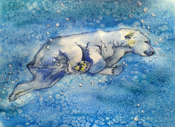 "Swimming polar bear"