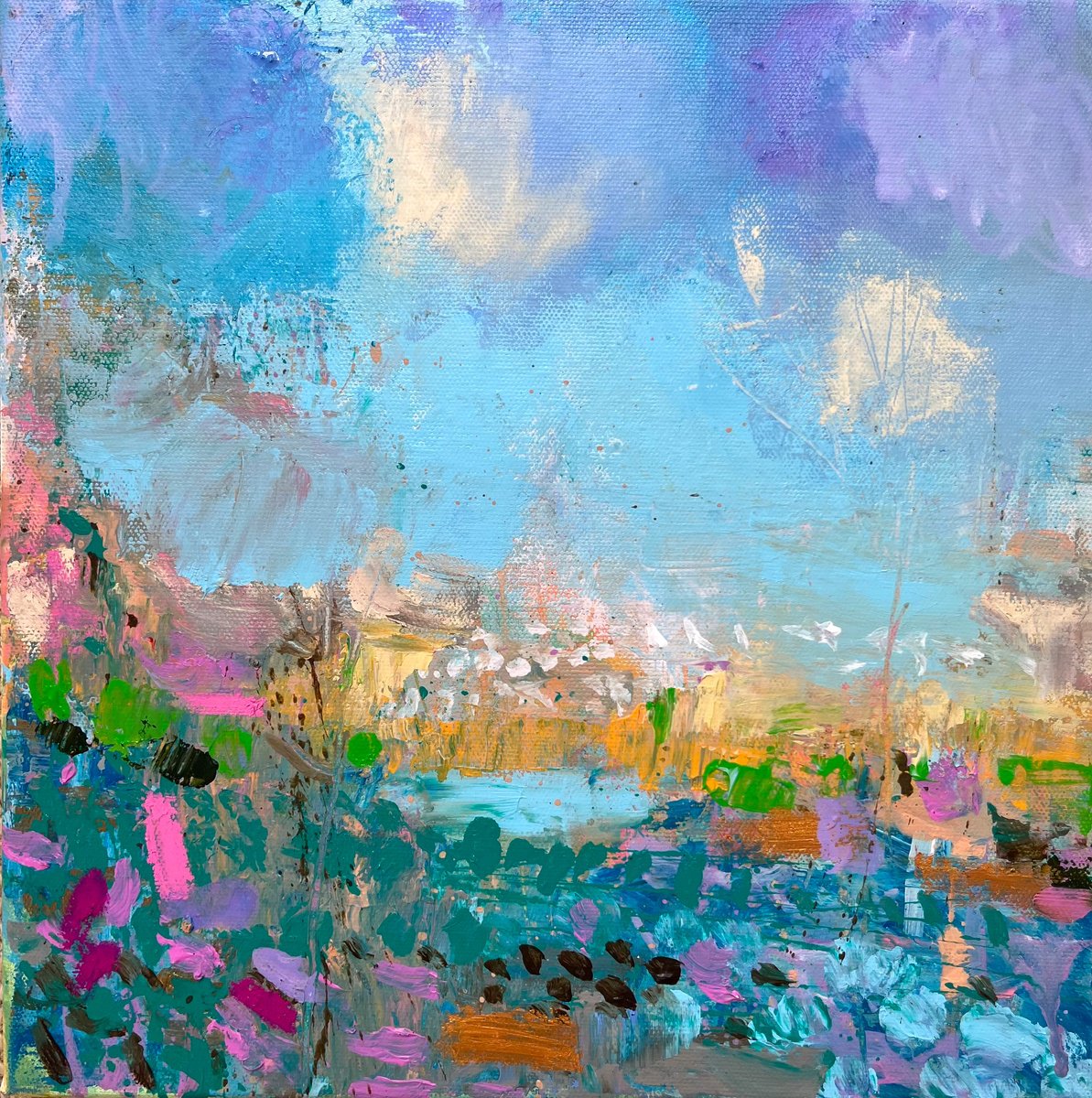  Sky, Beach, Sea, Camber Sands By Sandy Dooley, 12 X 12, Artwork For Sale On Artfinder
