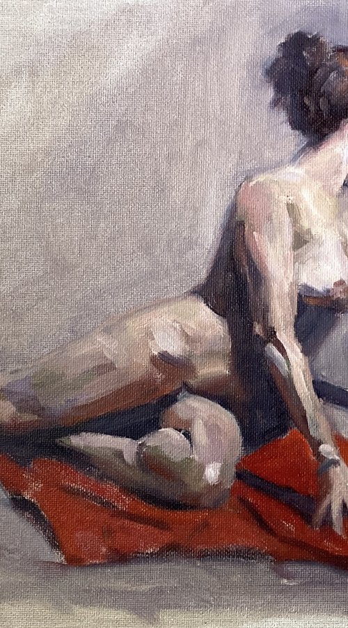 Nude on the red by IRINA Kirienko-Milton