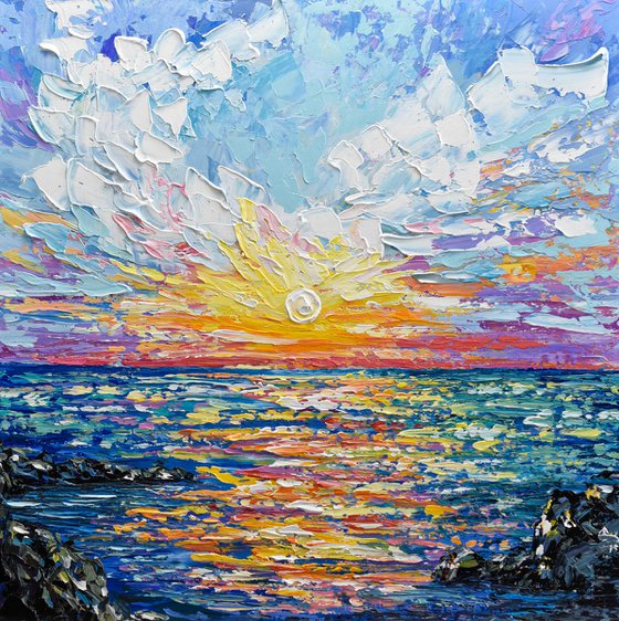 Sea Sunset - Palette Knife Seascape Painting