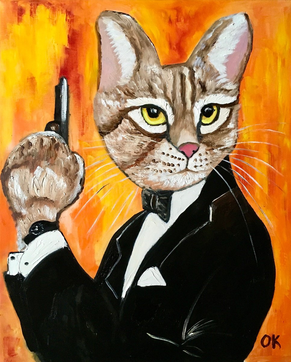 Cat James Bond 007, Cats never die. #3 by Olga Koval