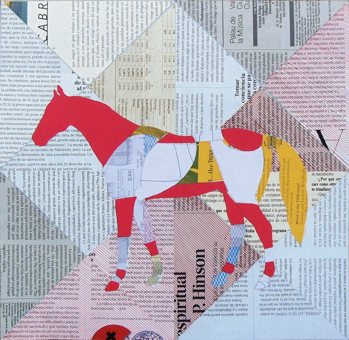 Animal Collage By Manel Villalonga, 12 X 12", 72 Horse_02, Original Artwork