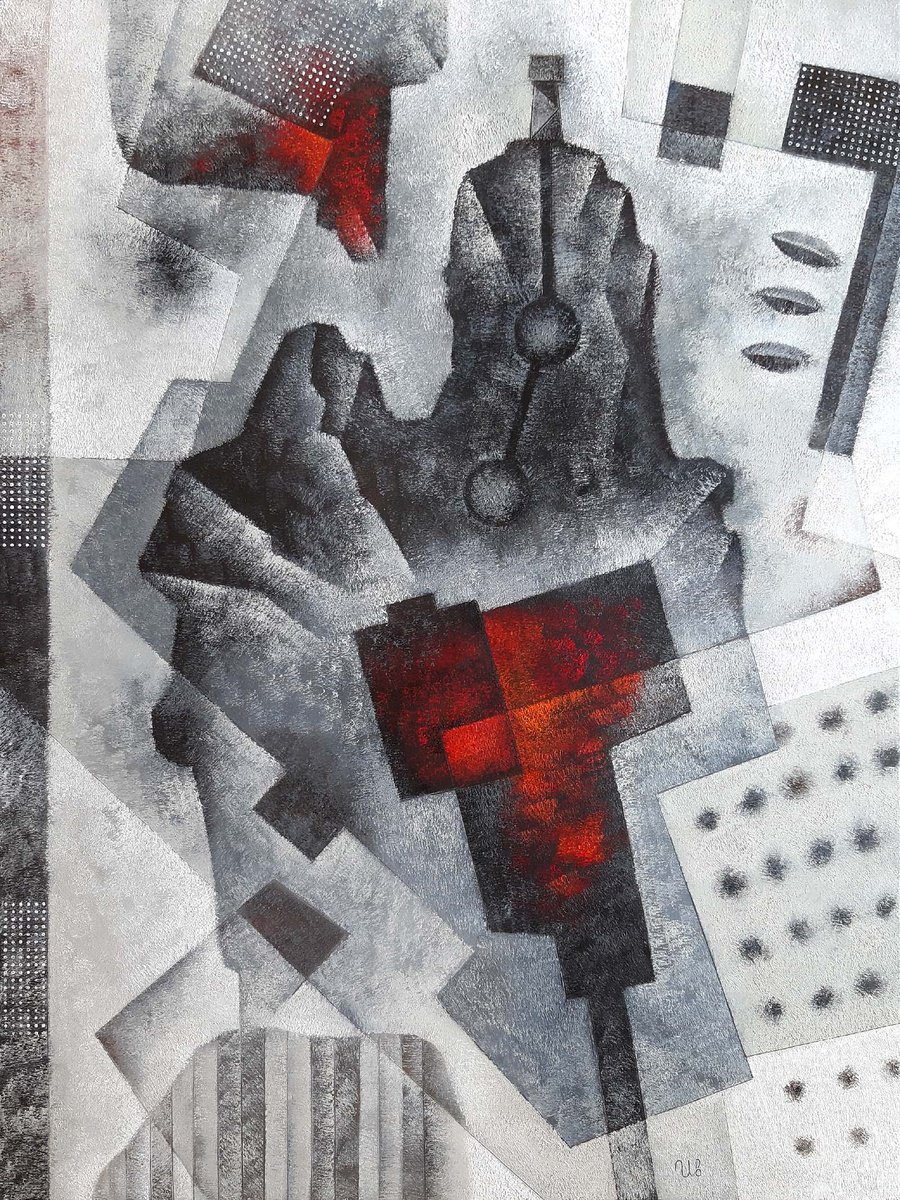 Geometric Abstract Oil Painting By Eugene Ivanov, 24 X 31, The Peninsula, Original Artwork