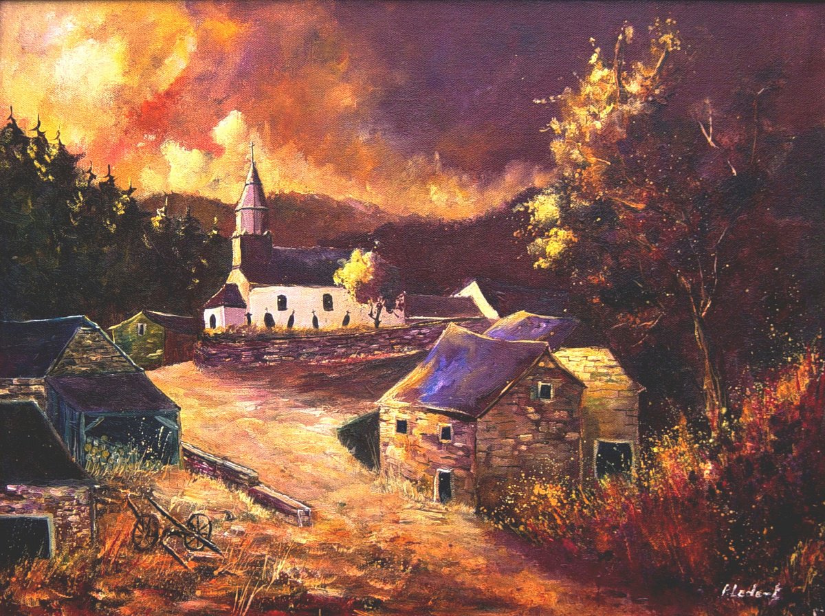 An Old Village In Autumn By Pol Henry Ledent, 31 X 24, Artwork For Sale On Artfinder