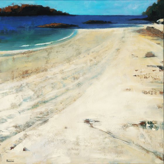 Sunny Shallows Sand 30x30 inch 76x76cm by Bo Kravchenko