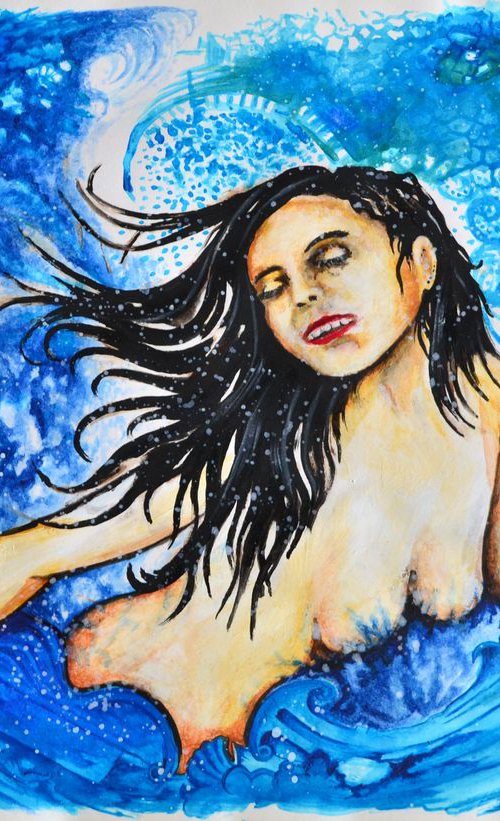 Feel The Dragon - Fantasy Female Nude Portrait Original Modern Painting Art by Jakub DK - JAKUB D KRZEWNIAK