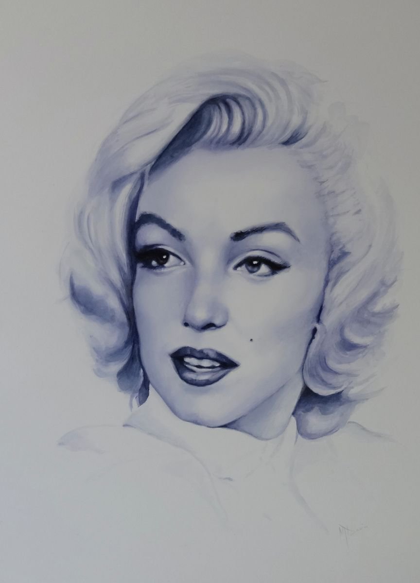 Photorealistic Portrait Watercolour By Mel Davies Original Art, 23 X 30", Marilyn Monroe, Original Artwork