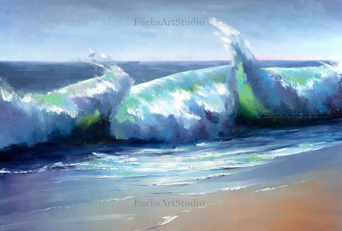 Ocean Wave Painting by Bozhena Fuchs