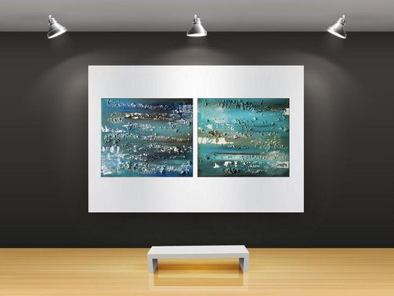 Blue Vision   - abstract acrylic painting canvas wall art blue modern art