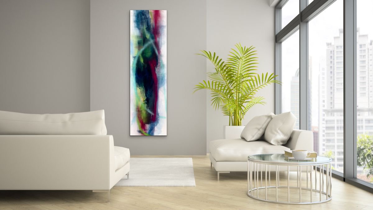 Blue loves Pink #1 I colored abstract artwork I 160 x 50 cm by Kirsten Schankweiler