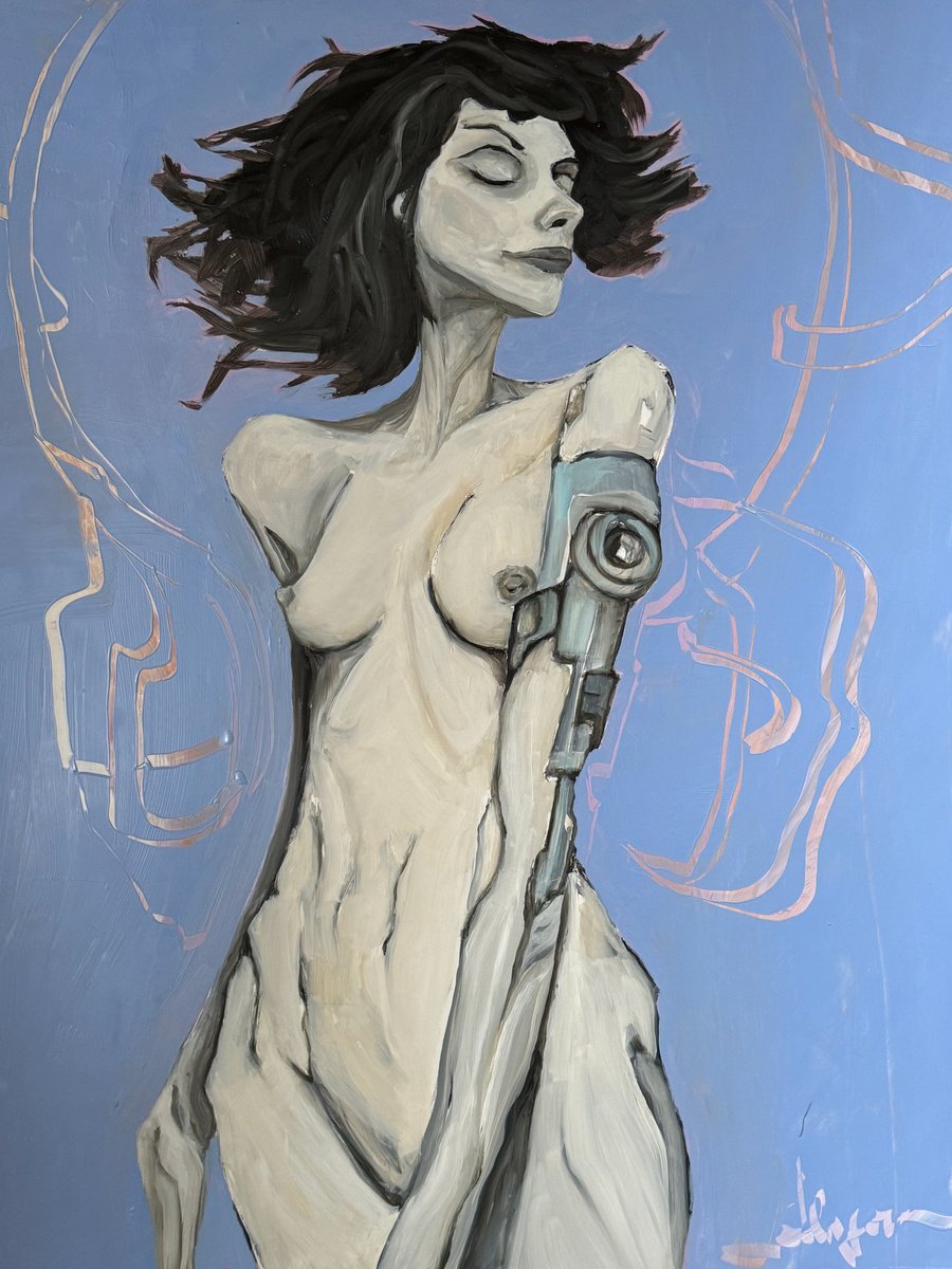 Illustrative Portrait Oil Painting By Lola Jovan, 19 X 24", Matter Yearning For Meaning, Original Artwork