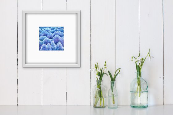 Blue forest. Miniature forest landscape. Original artwork.