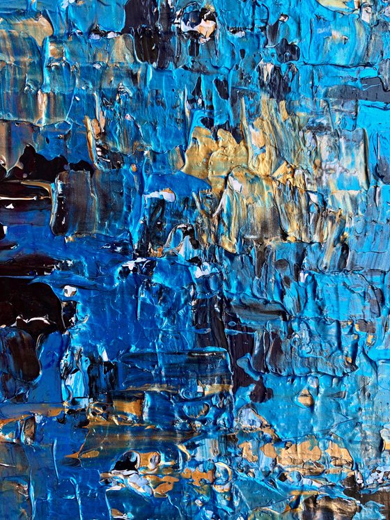 The Blue Sound - TEXTURED ABSTRACT ART – MODERN PAINTING. READY TO HANG!