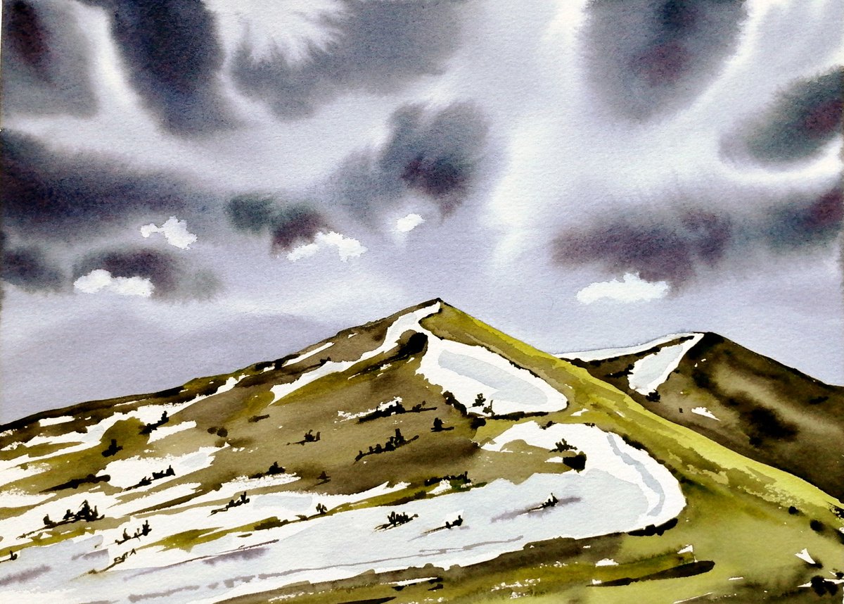 Mountain range art /Clouds painting by Marina Zhukova