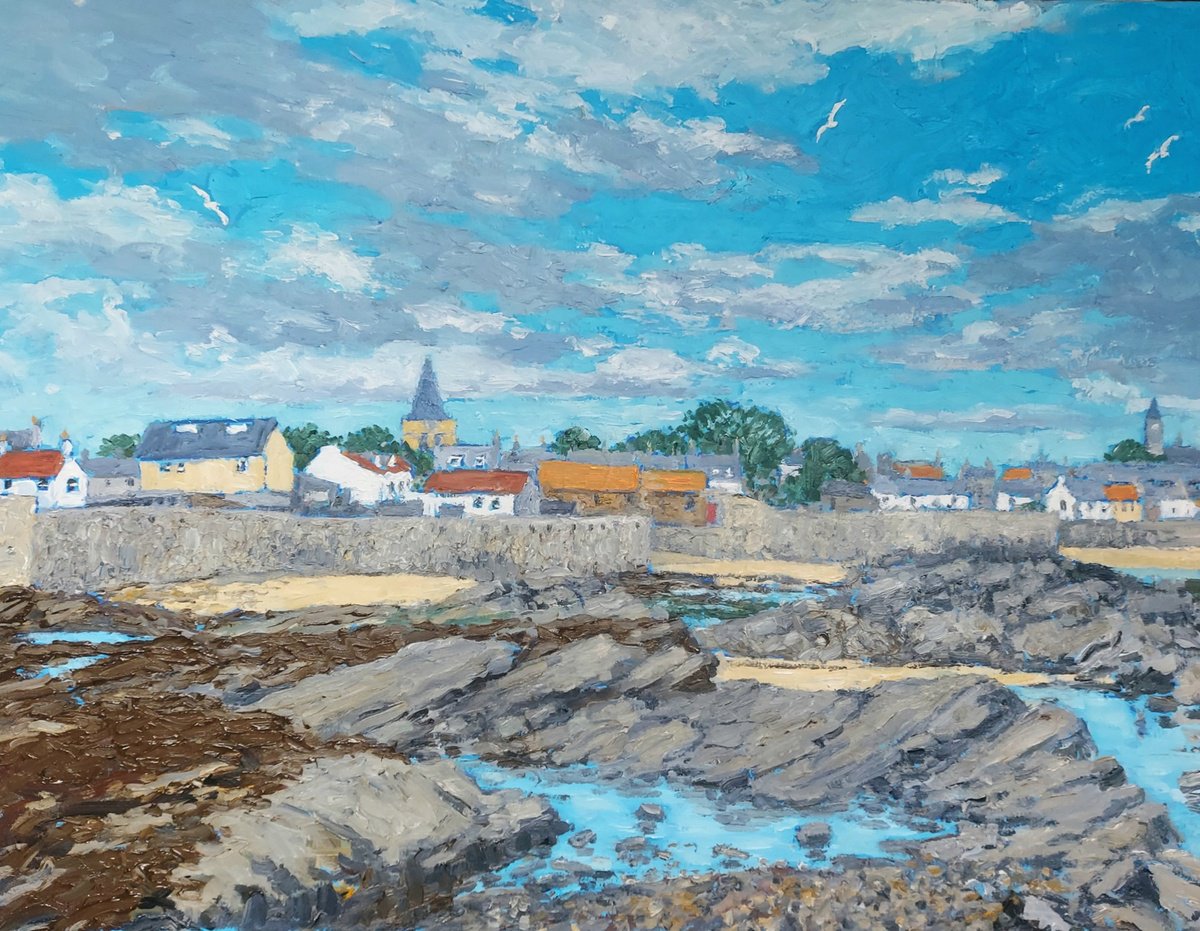 Oil Painting , Anstruther Rocks By Colin Ross Jack, 30 X 24, Artwork For Sale On Artfinder