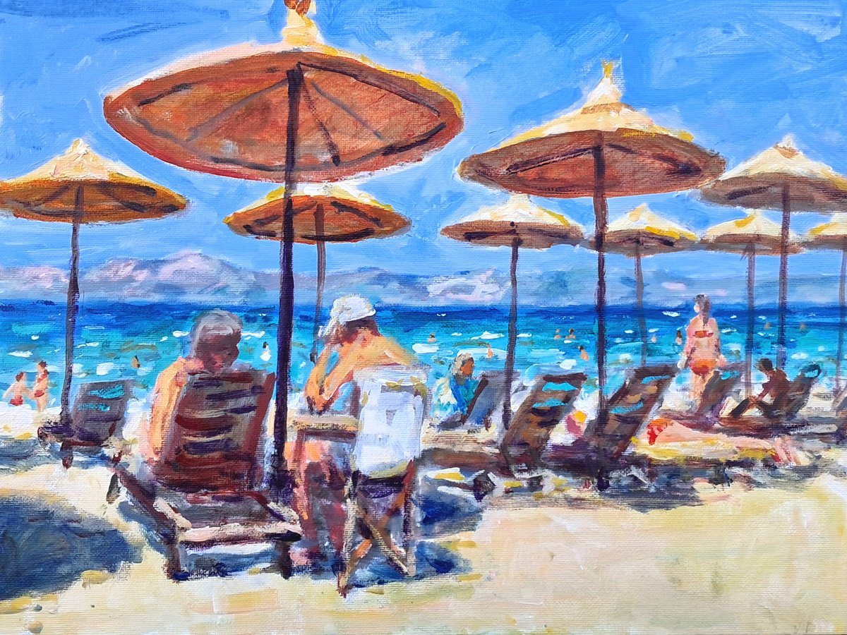  Beach Crowd By Dimitris Voyiazoglou, 20 X 17, Artwork For Sale On Artfinder