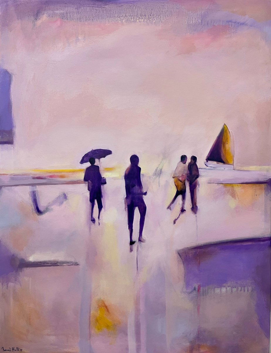 Abstract Landscape Oil Painting By Romuald Mulk Musiolik, 31 X 39", Pervaasa, Original Artwork