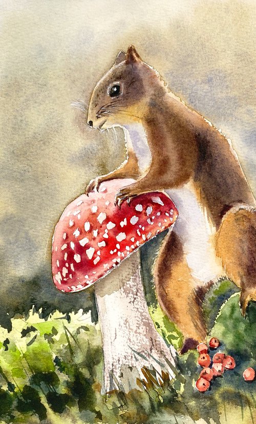 Curious Squirrel's Find by Irina Povaliaeva