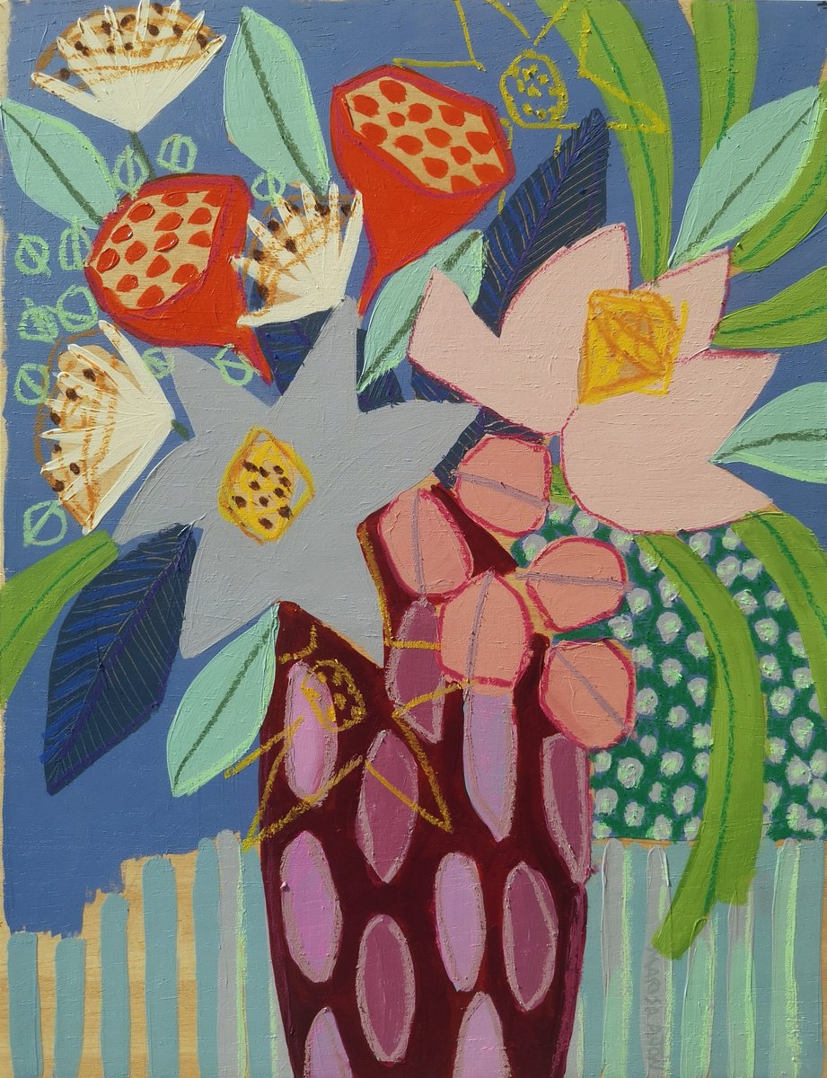 Abstract Botanical Painting By Marisa Anon, 16 X 21", It Was On An Autumn Night 8, Original Artwork