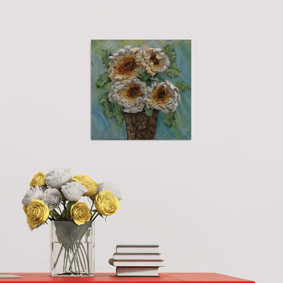 Golden Floral Relief 3D