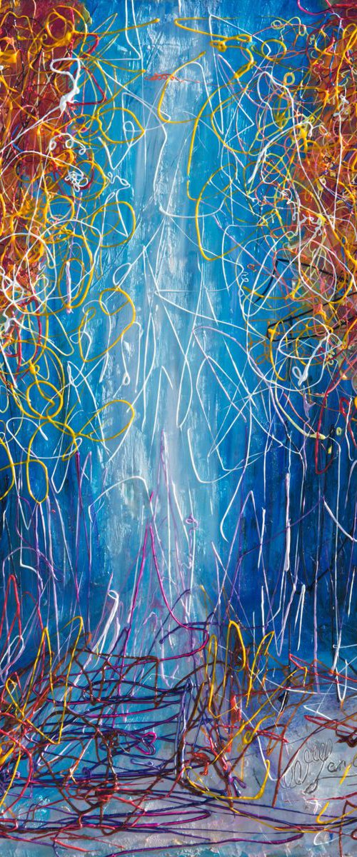 Impressionist Autumn -  #2 (11”X 17”X0.5"  -  inspired by Pollock ) by Lena Owens at OLena Art