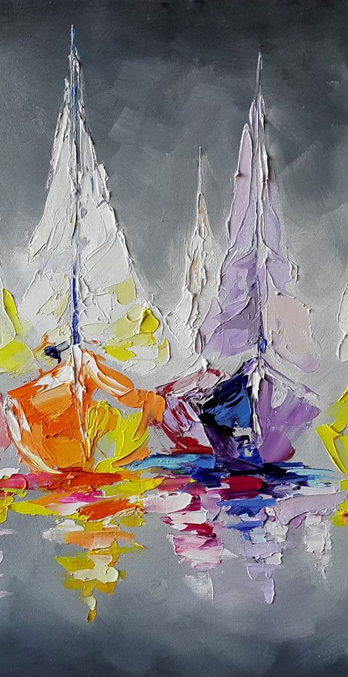 Yachts in a quiet harbor by Anastasia Kozorez