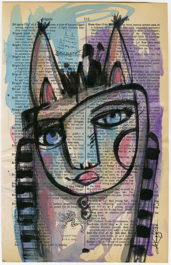 Funky Face 2020-27 - Mixed Media Painting by Kathy Morton Stanion