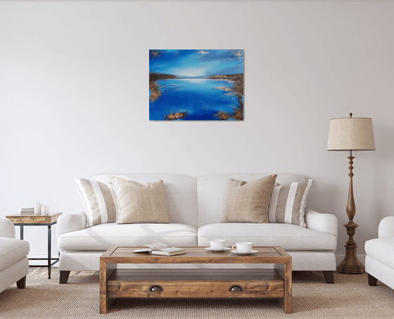 A large original modern semi-abstract seascape painting "Depth of the sea"