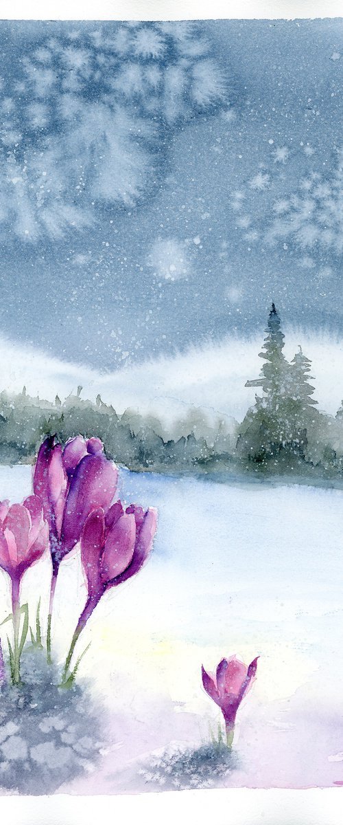 Crocuses in Snow #2 by Olga Tchefranov (Shefranov)