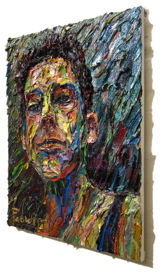 NO MORE TURNING BACK (cat. ref. m1001) - Original portrait abstract oil expressionism painting