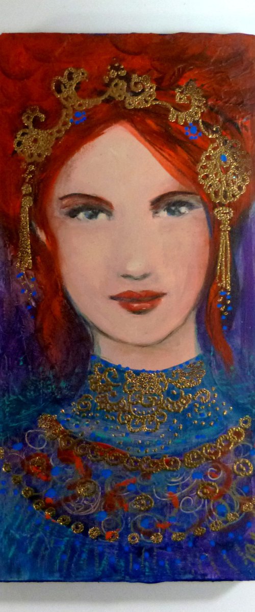 Electra 20 x 10 cm on wood. by Loetitia Pillault
