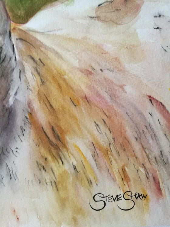 Dignified Being. Watercolour Stag Painting on Paper. 42cm x 59.4cm. Free Shipping