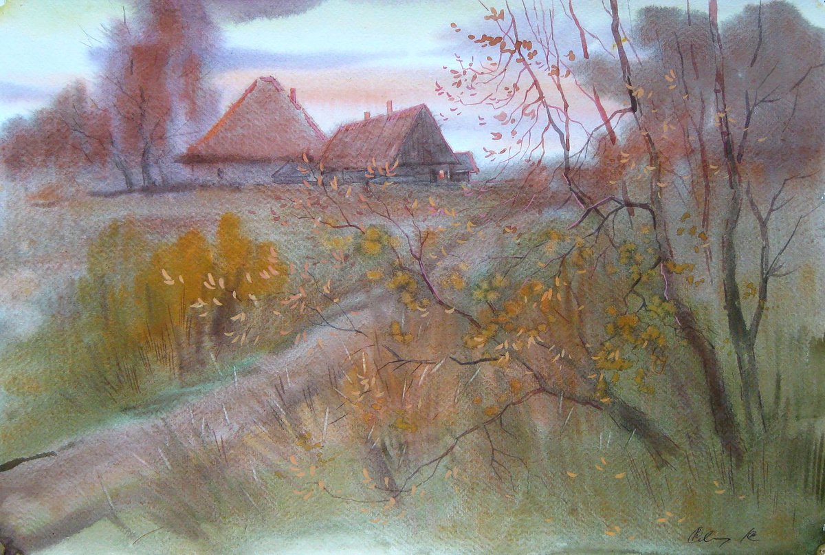 Impressionistic Landscape Watercolour By Valeriy Savenets-1, 18 X 12", Native Lands, Original Artwork