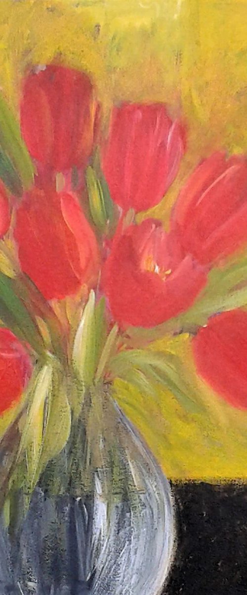 Nine Red Tulips by Jan Rippingham
