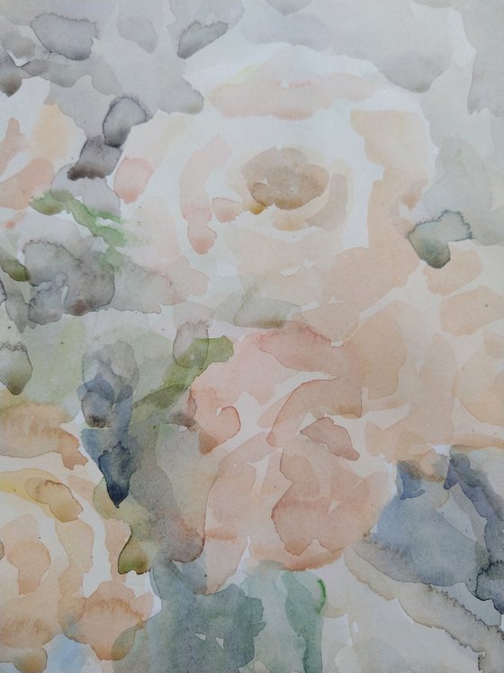 Bouquet of roses. Original watercolour painting.