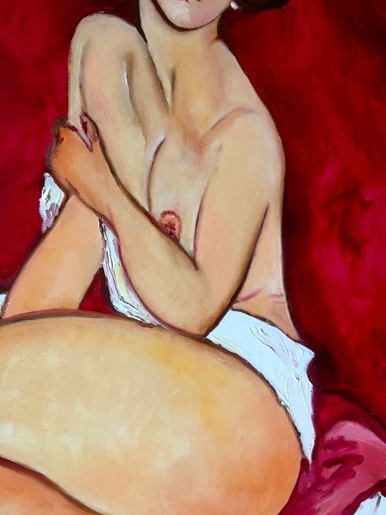 Red Nude #2 Amedeo Modigliani inspired