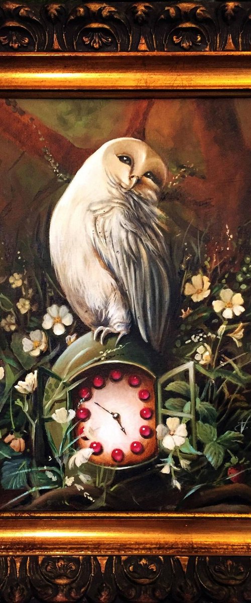 10 minutes to tea time- origina; acrylic on canvas framed - 42 x 52 cm / 16.5 x 20 .4 inches by Valentina Toma' aka Zoe Chigi