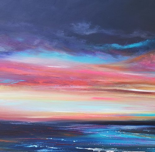 Twilight Blush - seascape, emotional, panoramic by Mel Graham